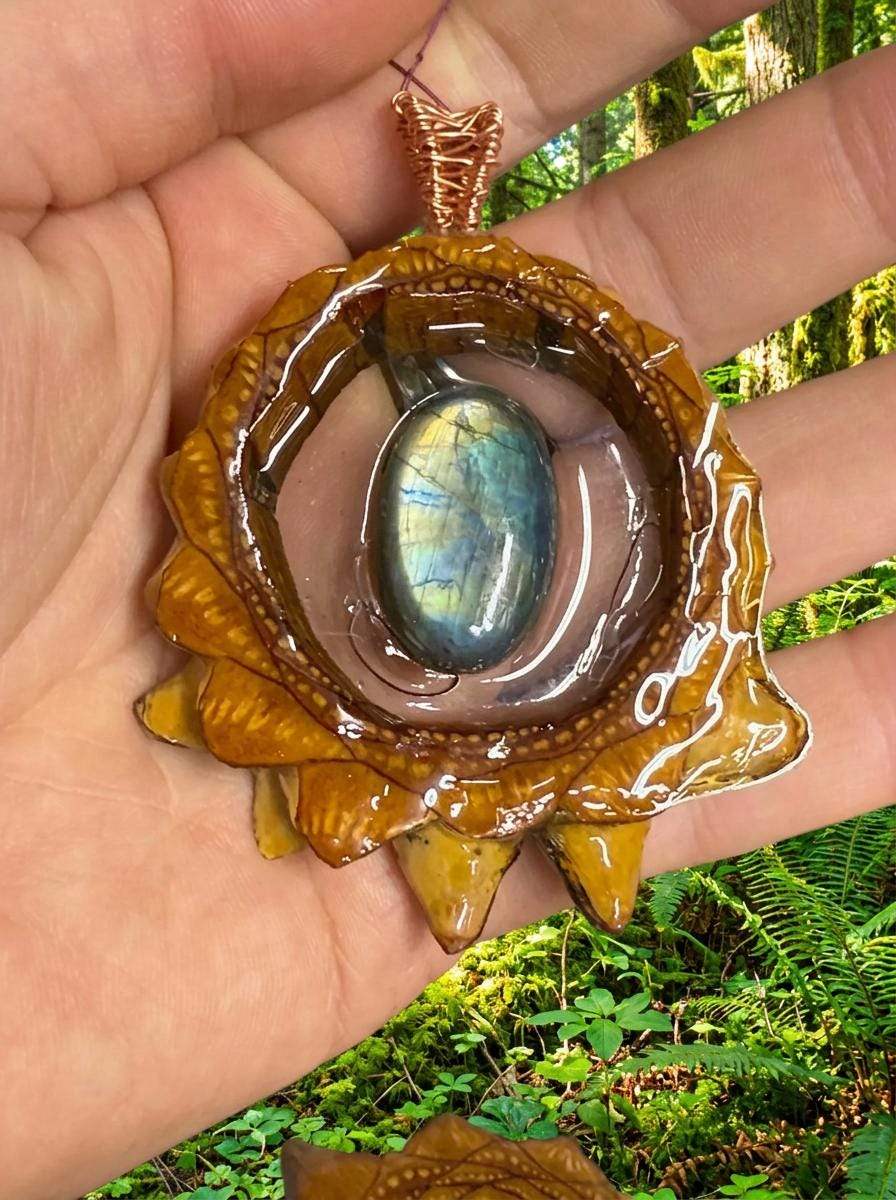 Labradorite Pinecone Pendant | Handmade PNW Jewelry | #66
