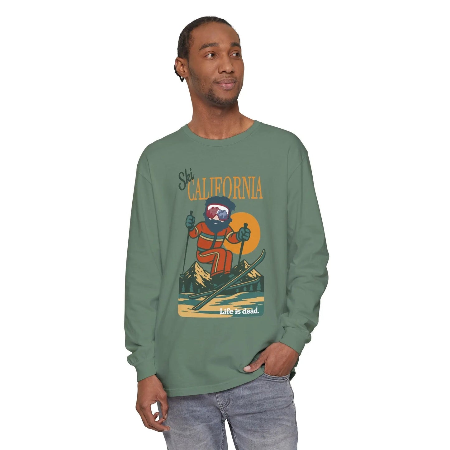 Ski California - Life is DeadMountain Collection Garment-Dyed Long Sleeve T-Shirt