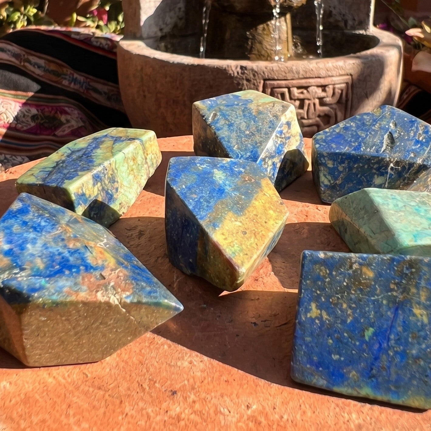 Azurite And Chrysocolla Free-form Shapes Carving