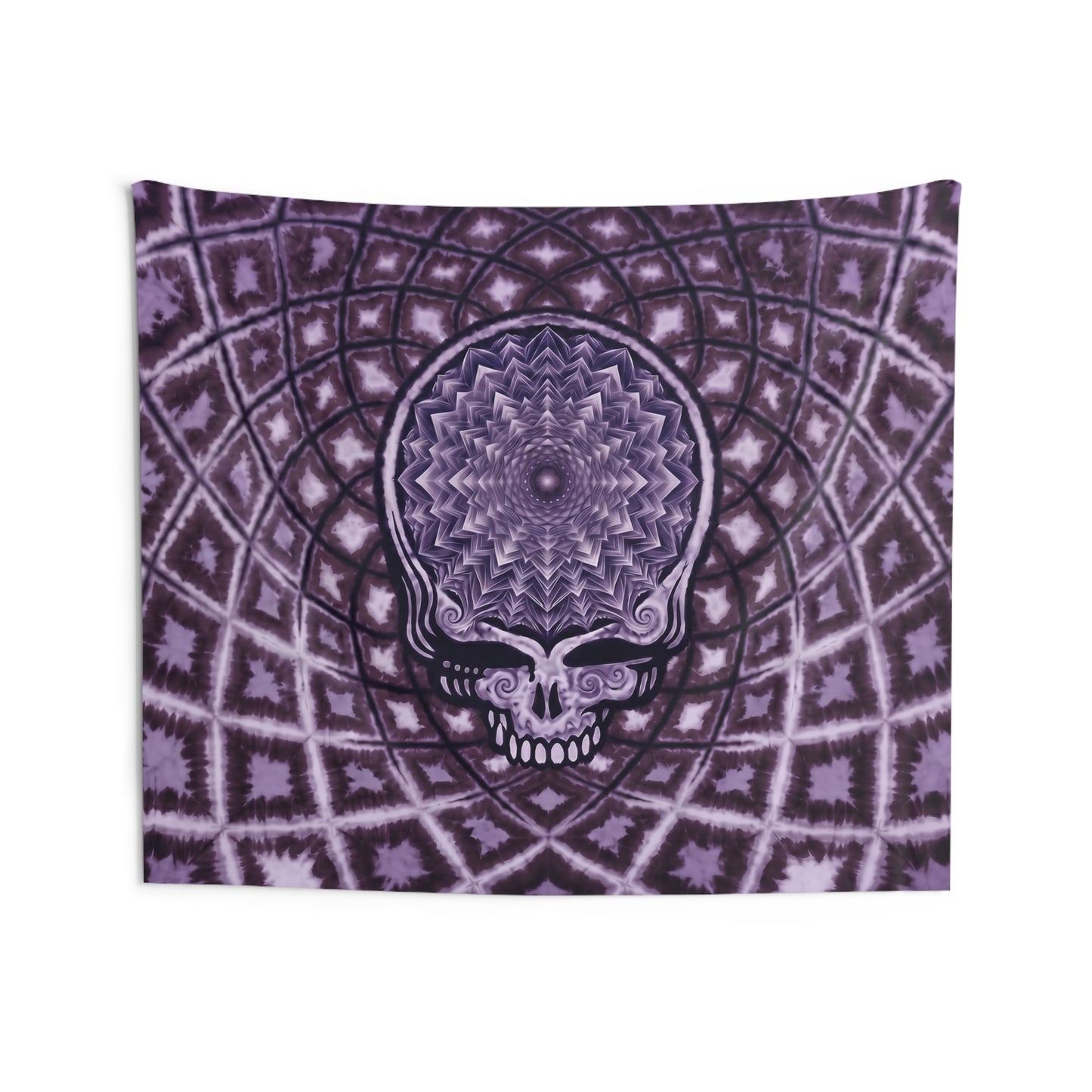 Purple Psychedelic Skull Mandala Tapestry