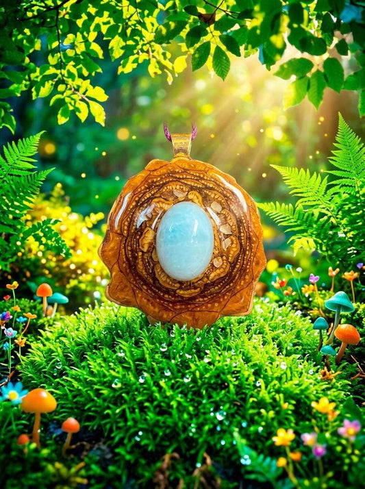Larimar Pinecone Pendant | Handmade PNW Resin Jewelry | #103