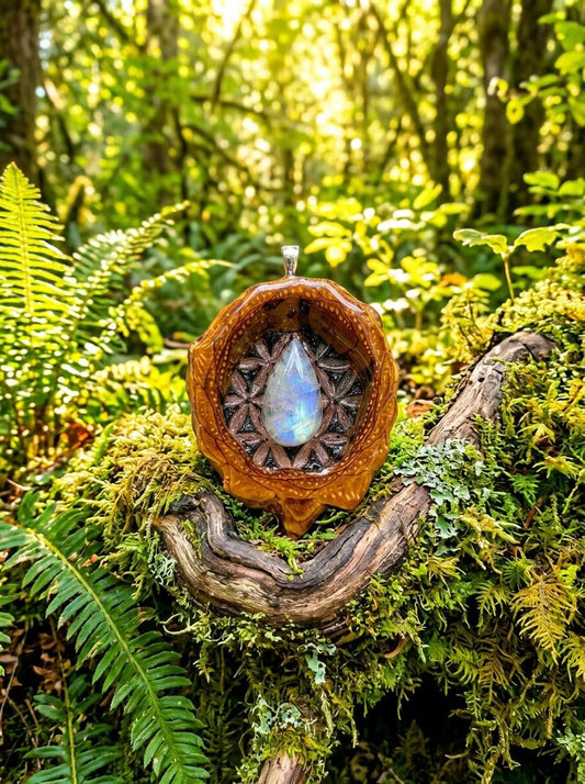 Moonstone and Shungite Pendant