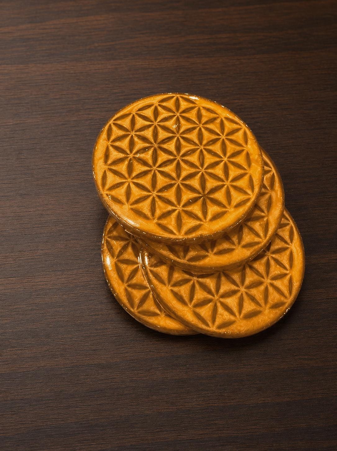 Yellow and Green Flower of Life Coasters | Resin Art | Sacred Geometry | Drink Coasters