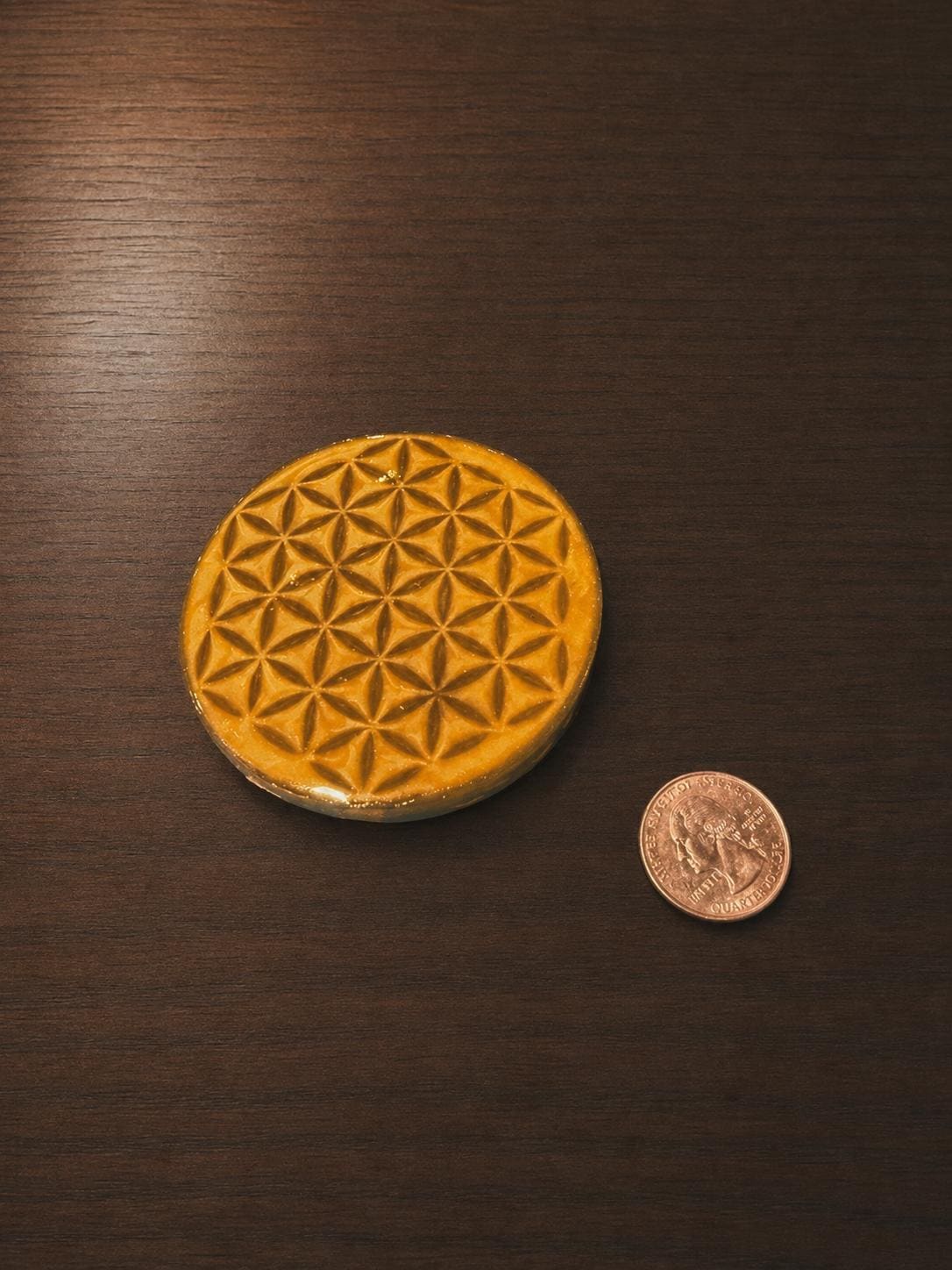 Yellow and Green Flower of Life Coasters | Resin Art | Sacred Geometry | Drink Coasters