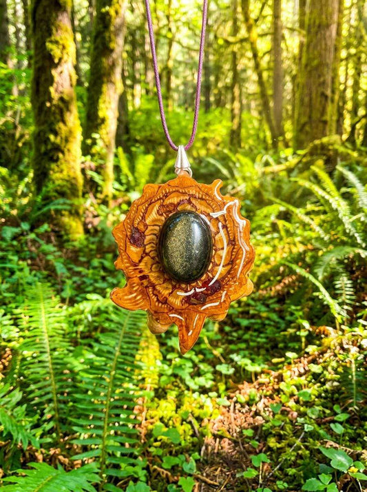 Pinecone Pendant with Gold Sheen Obsidian | Handmade PNW Jewelry