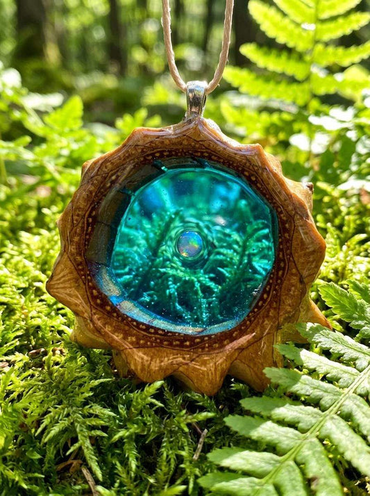 Lake of Fire Opal Pinecone Pendant | Handmade PNW Jewelry | #31