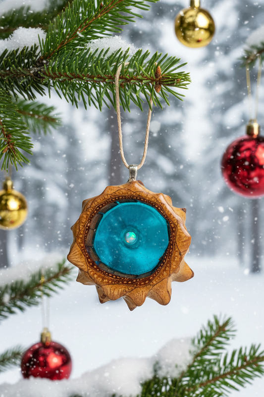 Lake of Fire Opal Resin Pinecone Ornament | Handmade Holiday Forest Decor | PNW Nature Art