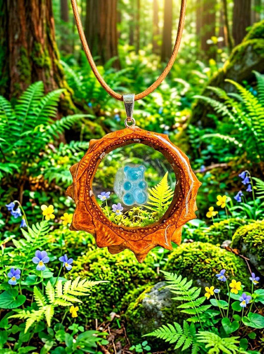 Blue Gummy Bear Pinecone Pendant | Handmade PNW Jewelry | #82