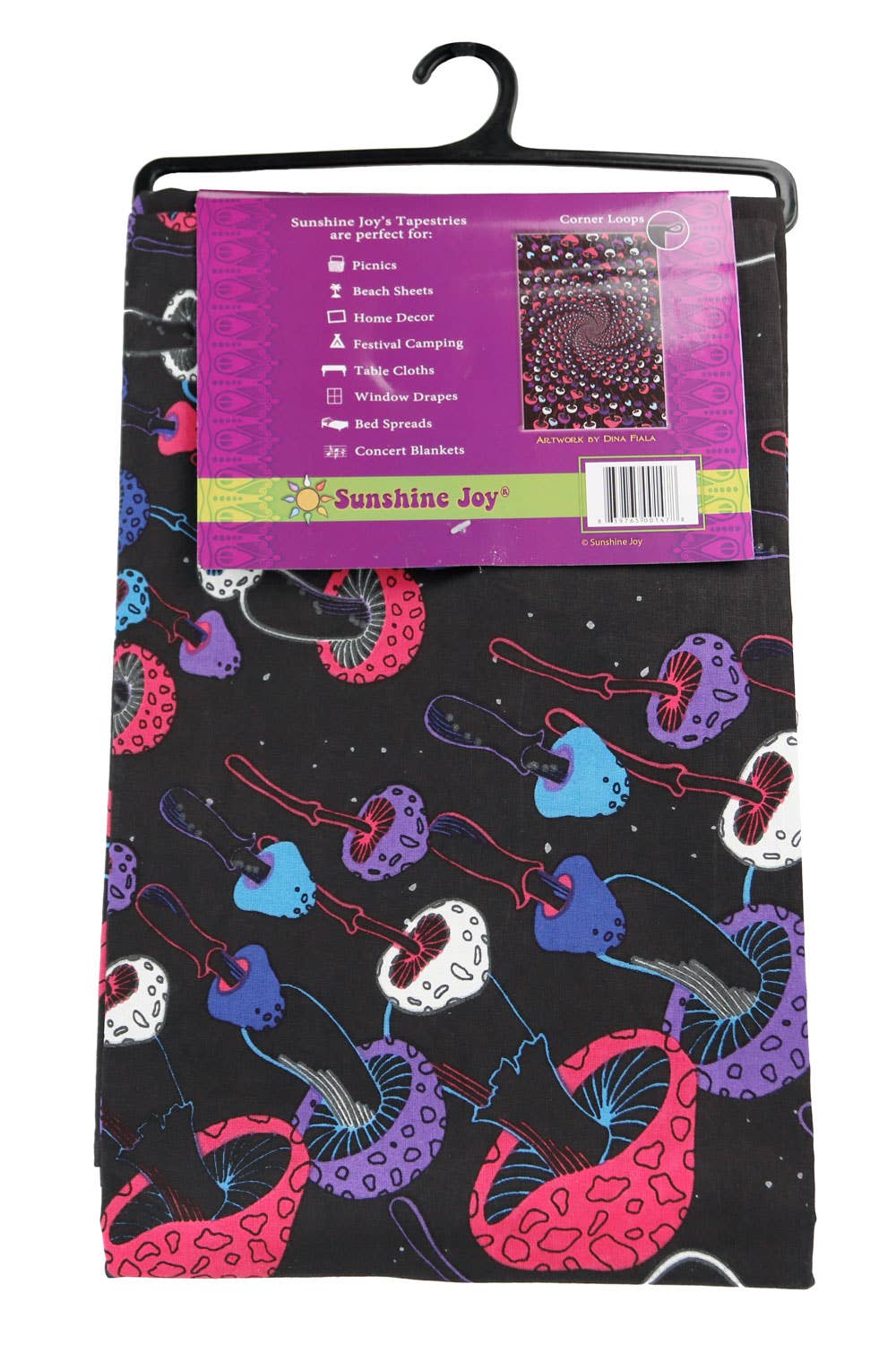 3D Glow in the Dark Tapestry Mushroom Spiral Tapestries: 60x90 inches
