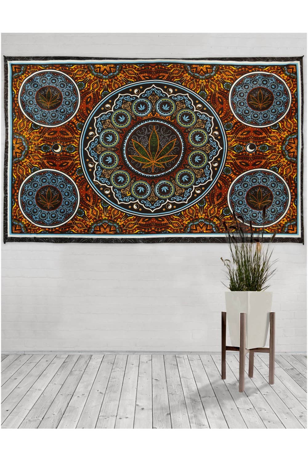 3D Tapestry Leaf Circles Smoke Shop Packaged Tapestries Loop: 90x60 inches