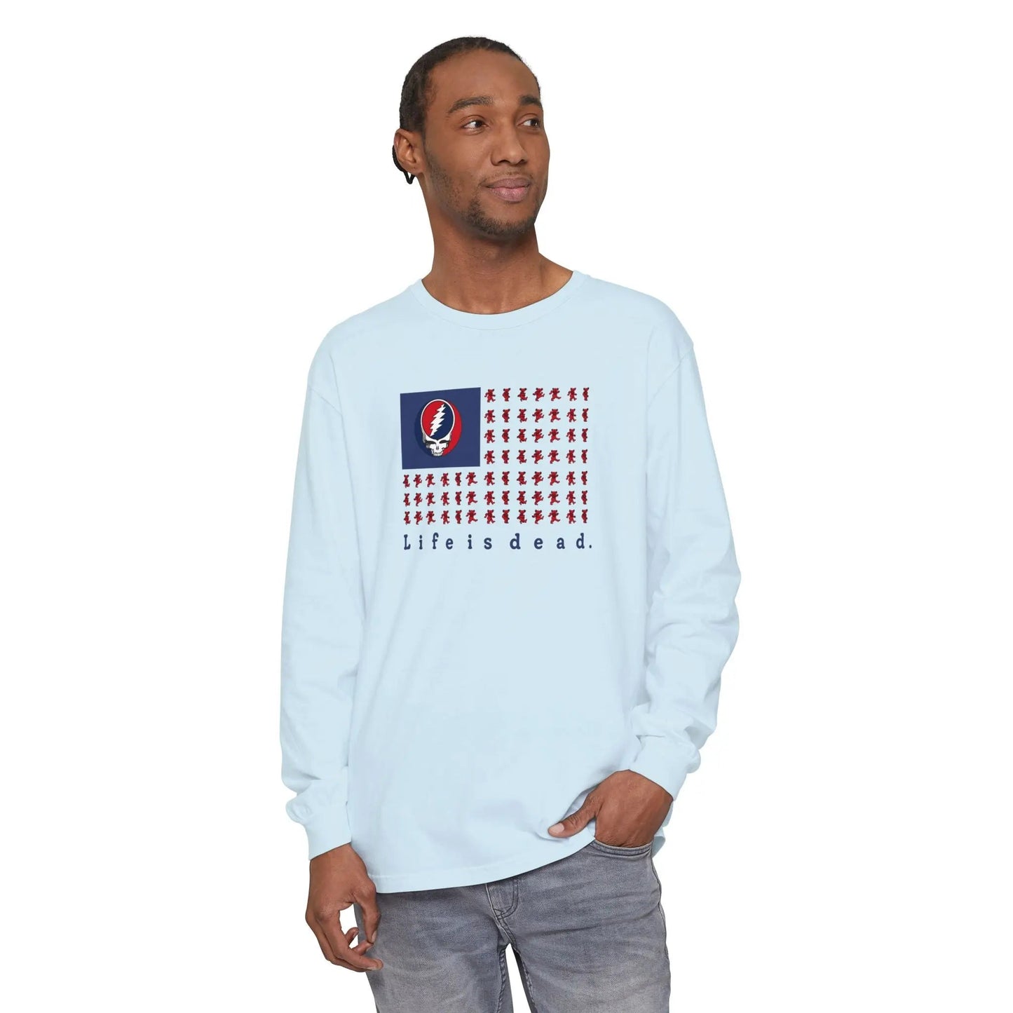 Stealie & Bears Flag Vineyard Collection Garment-Dyed Long Sleeve T-Shirt