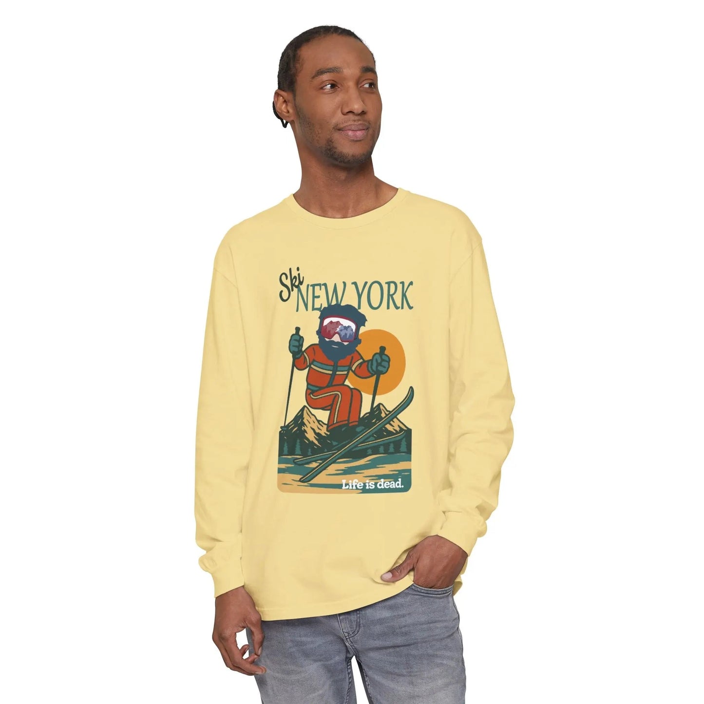 Ski New York - Life is DeadMountain Collection Garment-Dyed Long Sleeve T-Shirt