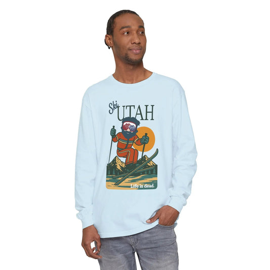 Ski Utah - Life is DeadMountain Collection Garment-Dyed Long Sleeve T-Shirt