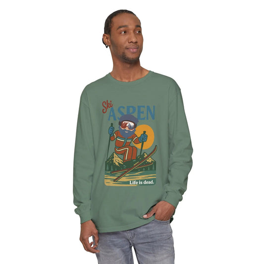 Ski Aspen - Life is DeadMountain Collection Garment-Dyed Long Sleeve T-Shirt