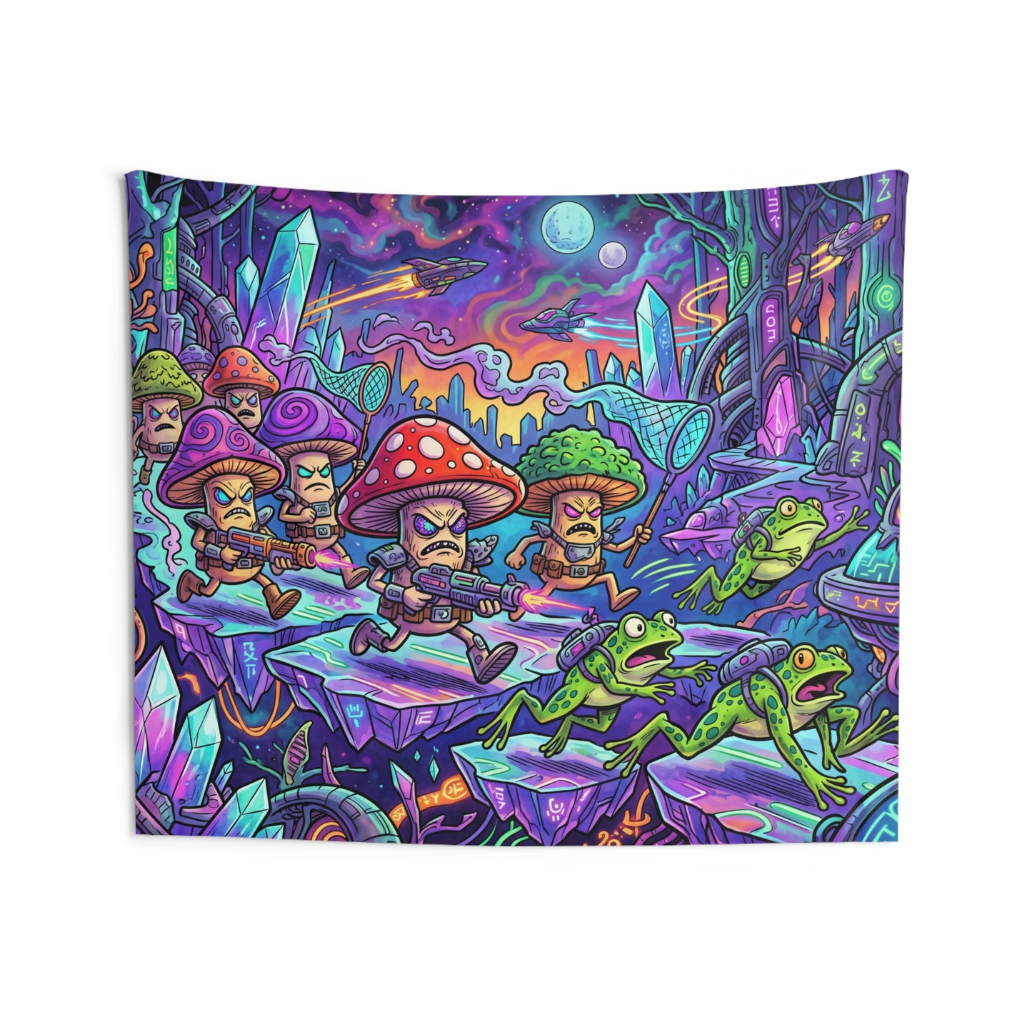 Futuristic Mushroom People Tapestry