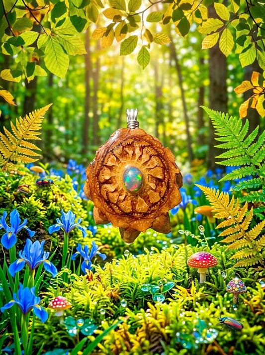 Black Fire Opal Mini Pinecone Pendant