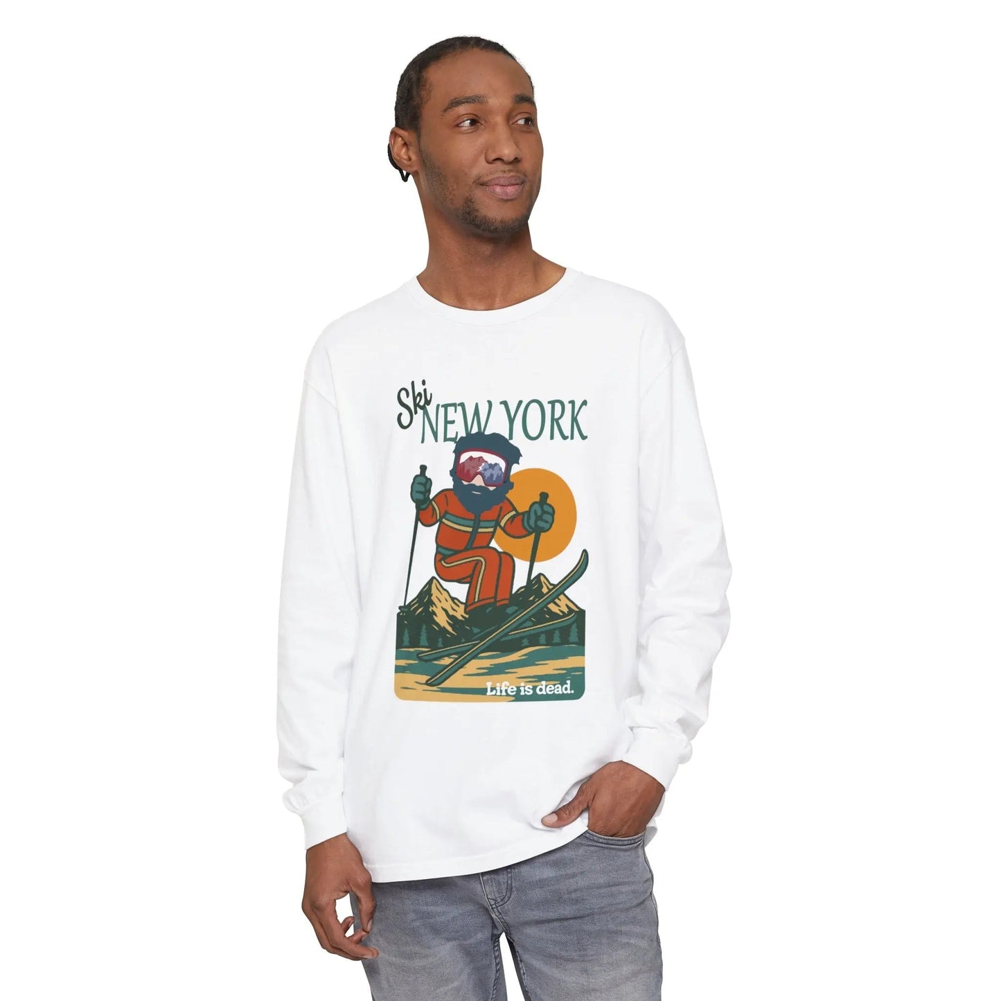 Ski New York - Life is DeadMountain Collection Garment-Dyed Long Sleeve T-Shirt
