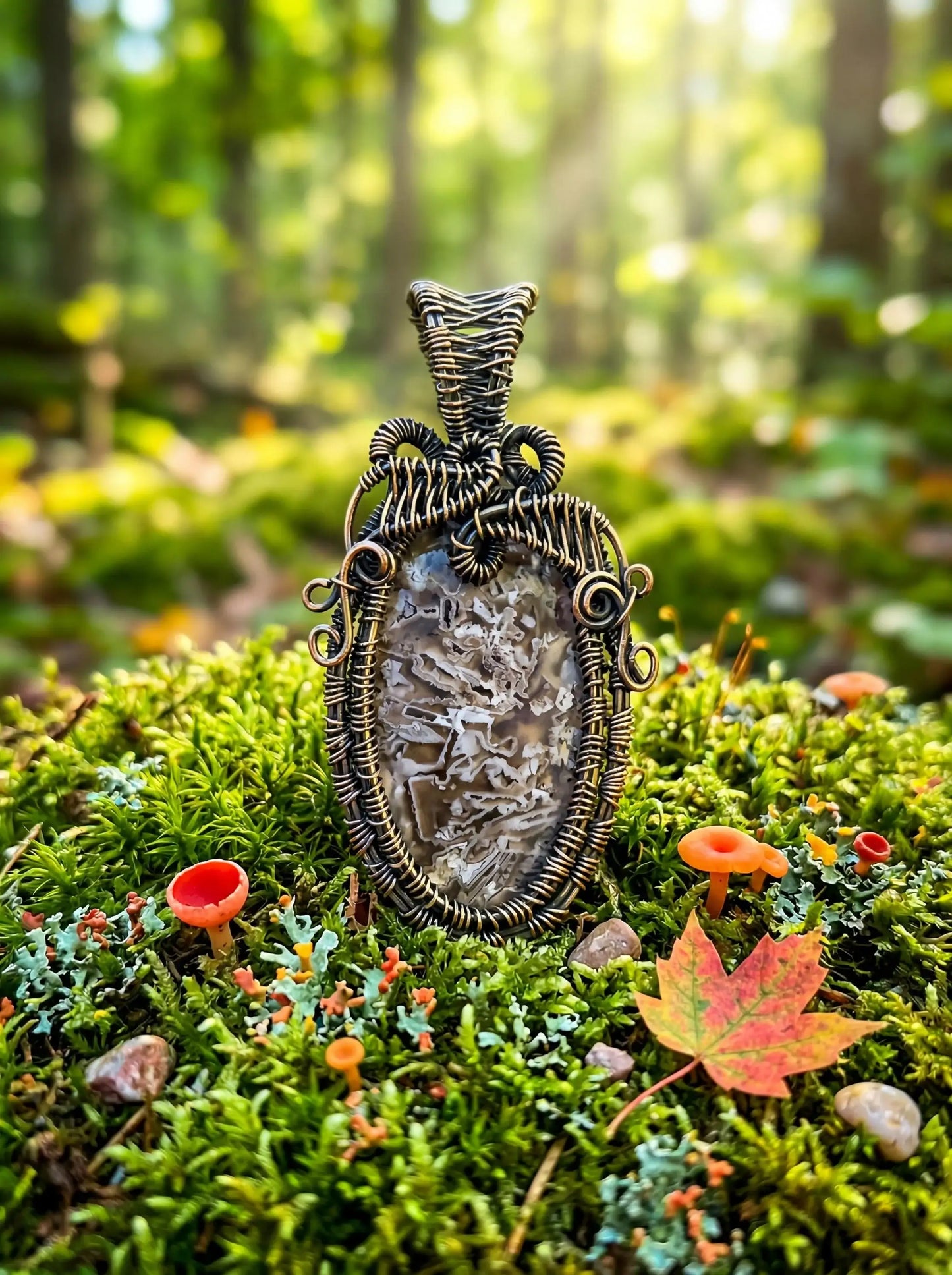 Wire Wrapped Crystal Pendant | Forest Woodland Talisman Necklace