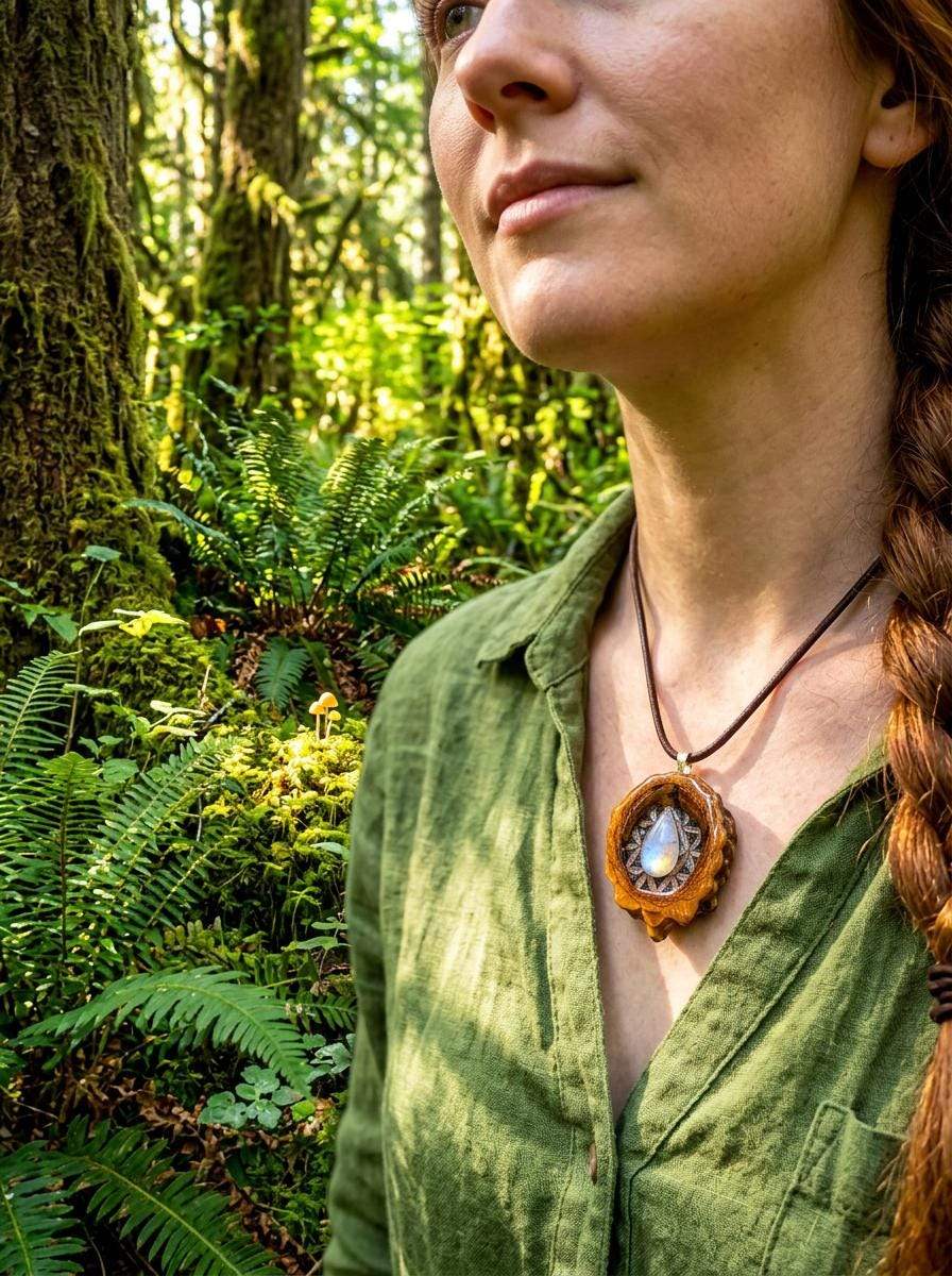 Moonstone and Shungite Pendant
