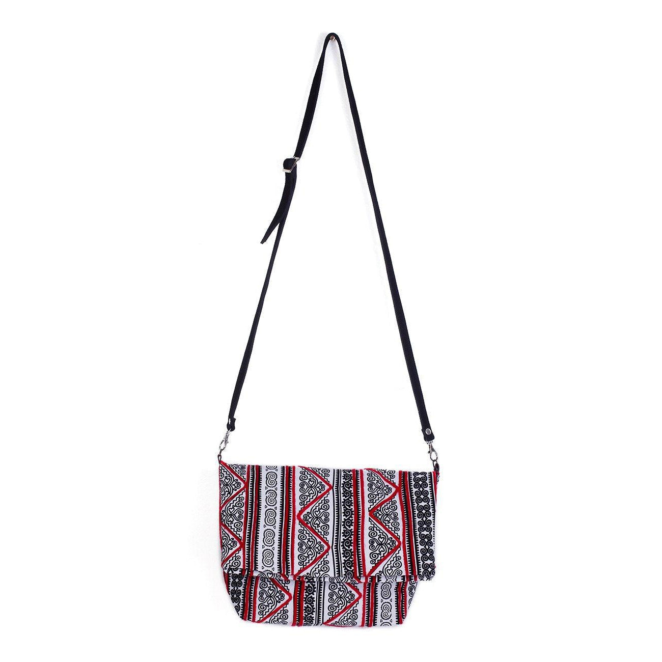 Hmong Fold Over Sling Yarn Crossbody Bag - Thailand