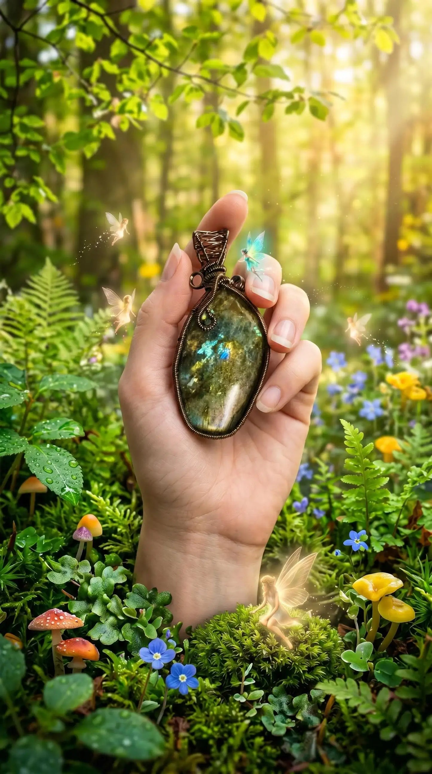Labradorite Wire Wrap Pendant | Handmade PNW Jewelry | Crystal healing pendant | #10