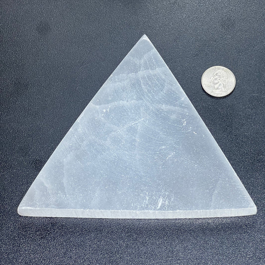 Selenite Satin Spar Crystal Triangle Plate Carving (6 inch)