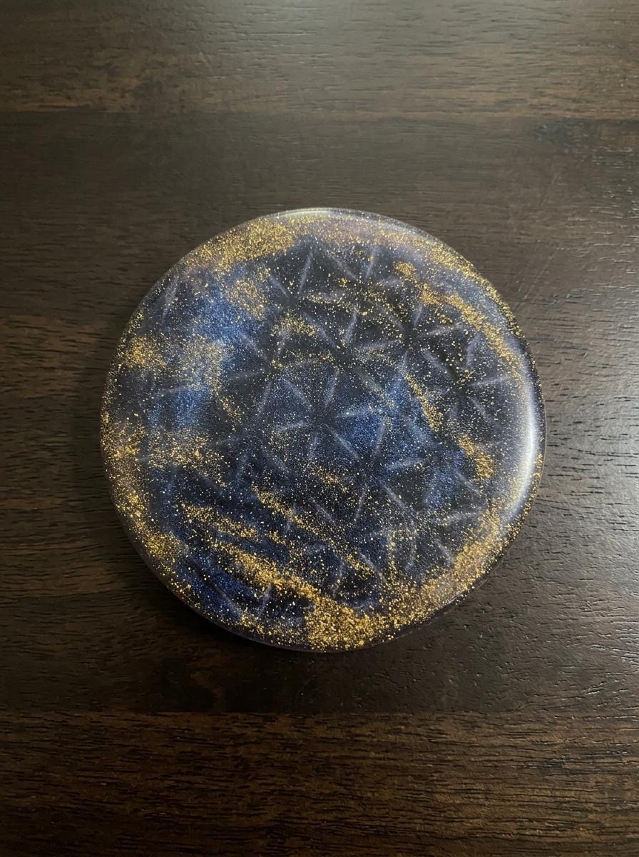 Flower of Life Coasters With 24k gold Flake | Resin Art | Sacred Geometry | Drink Coasters