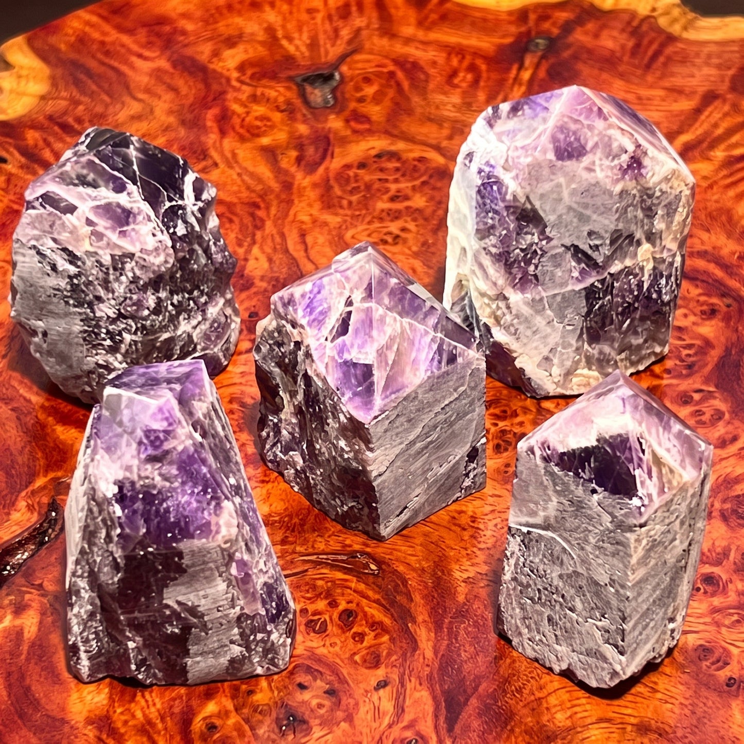 Banded Amethyst Crystal Point Tower Carving