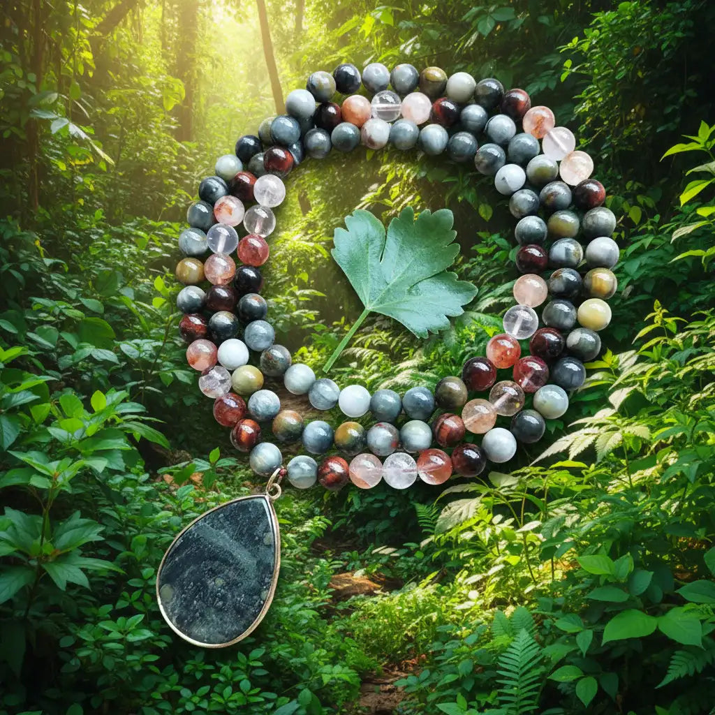 Red Tiger Eye Fire Quartz Mala Necklace