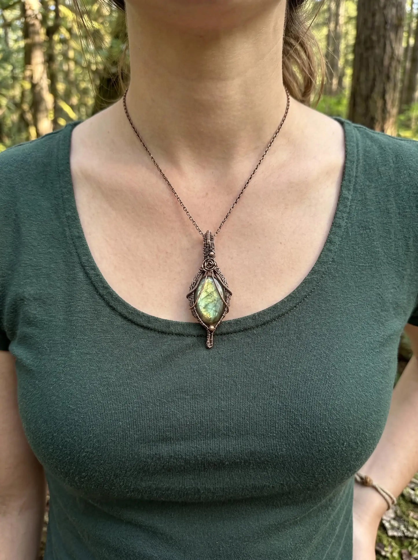 Wire Wrapped Verdantflare Relic Pendant | Labradorite Necklace | Forest Jewelry | Handmade Statement Piece