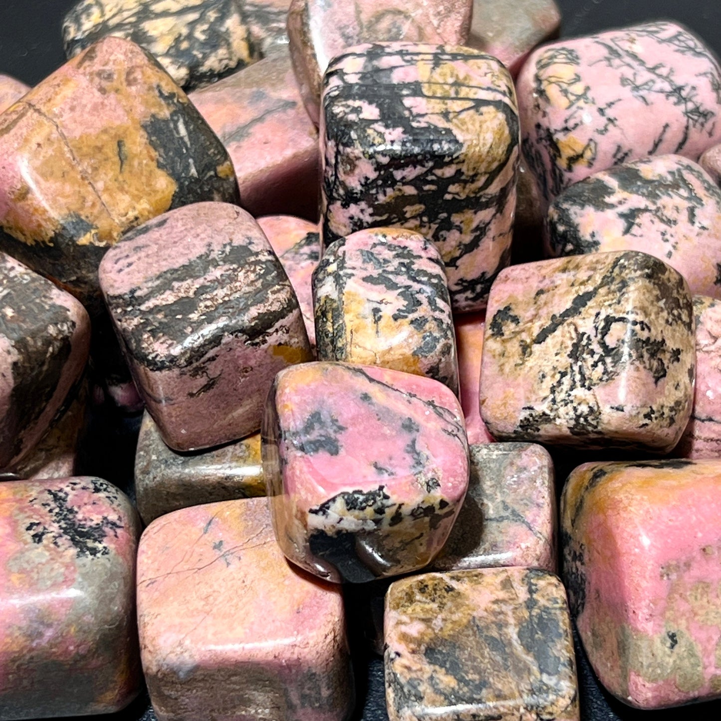Pink Rhodonite Tumbled Stones (By The Piece or Pound)