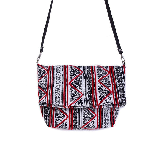 Hmong Fold Over Sling Yarn Crossbody Bag - Thailand