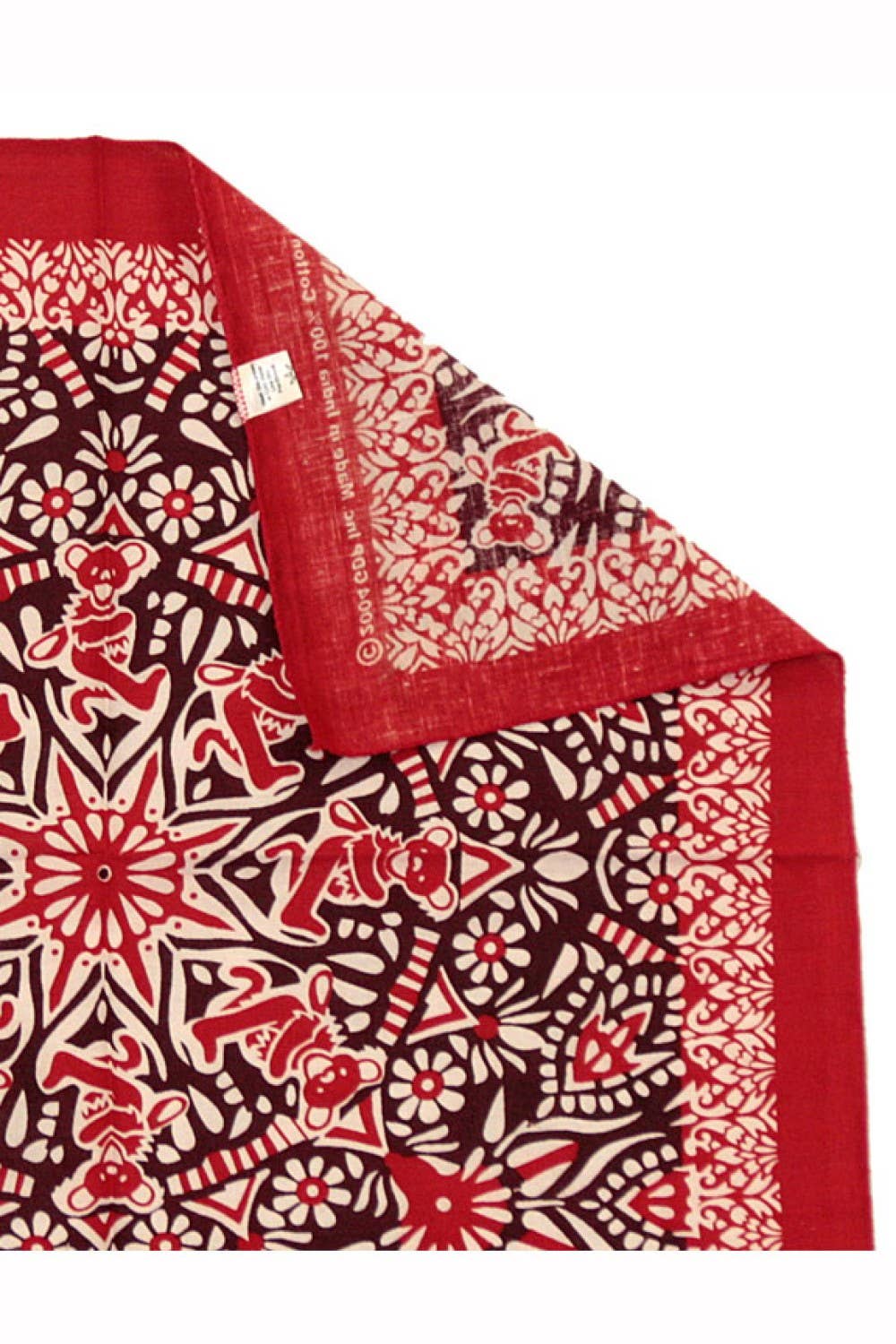 Grateful Dead Red Bear Mandala Bandana 22x22