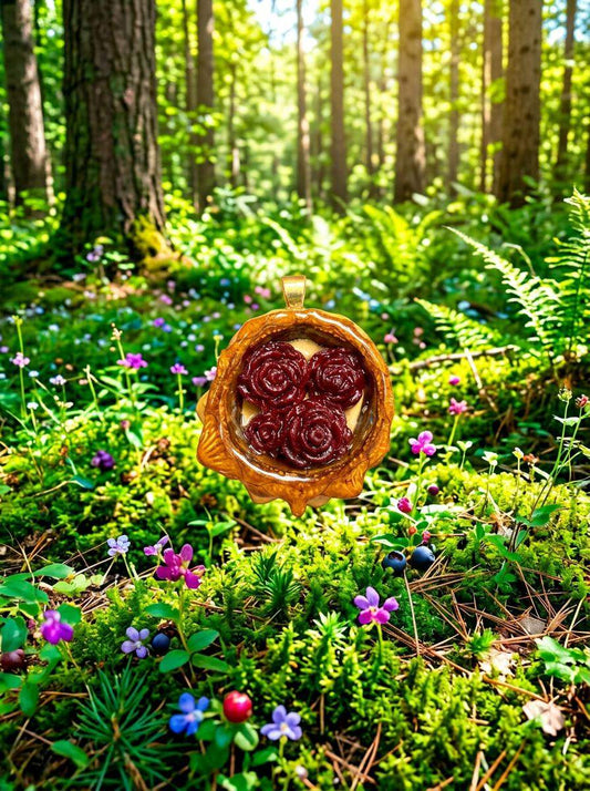 Red Roses Pinecone Pendant