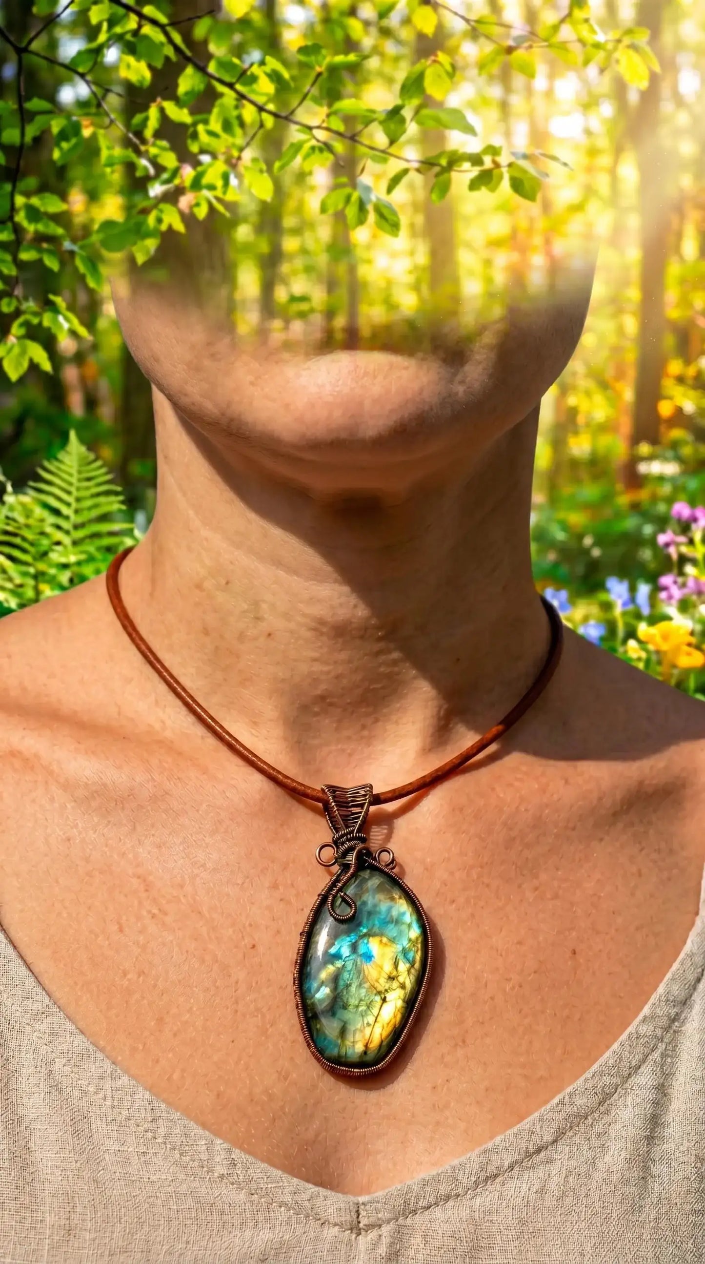 Labradorite Wire Wrap Pendant | Handmade PNW Jewelry | Crystal healing pendant | #10