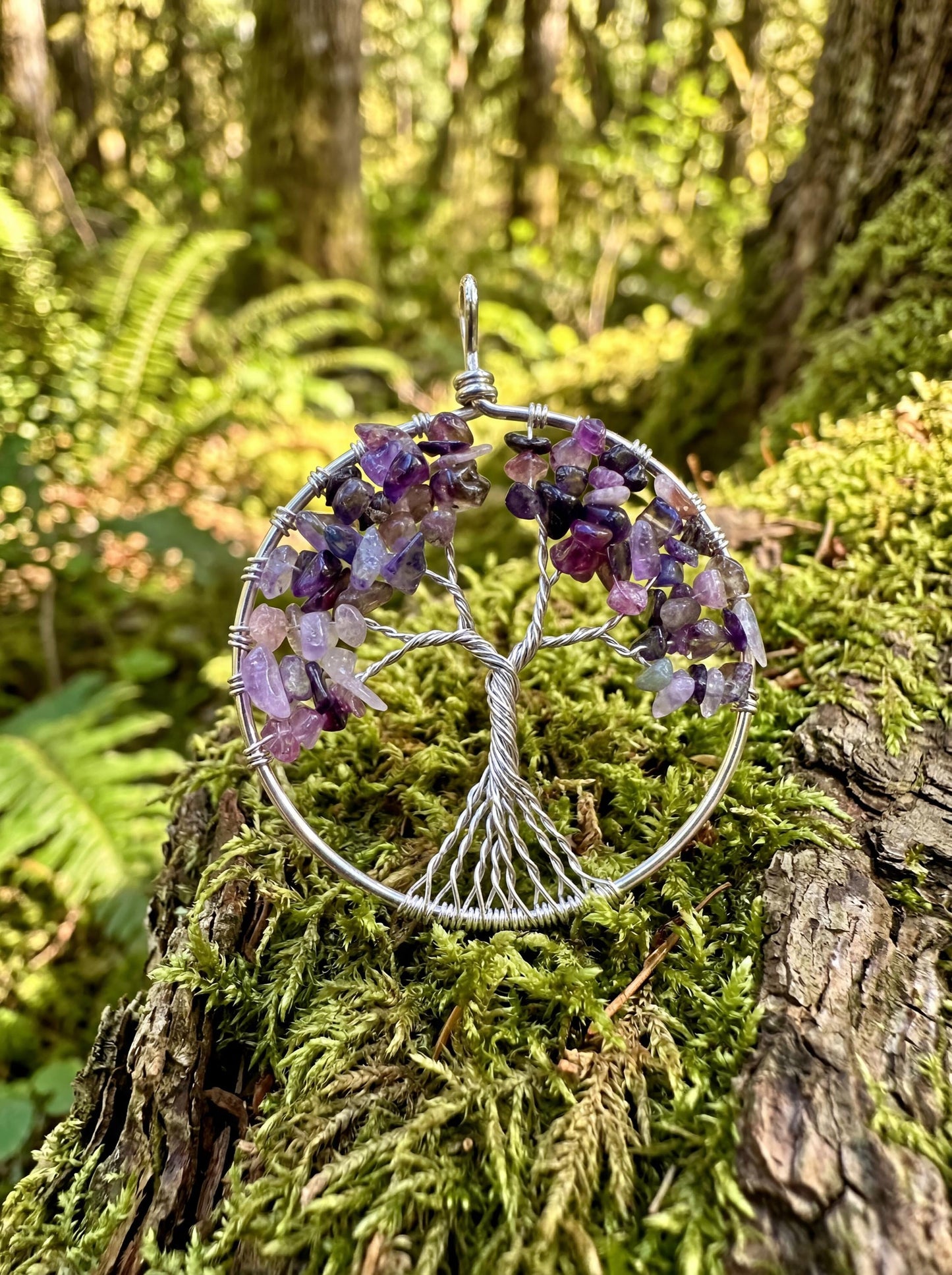 Wire Wrapped Amethyst Tree of Life Pendant