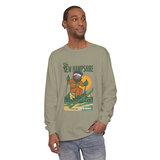 Ski New Hampshire - Life is DeadMountain Collection Garment-Dyed Long Sleeve T-Shirt