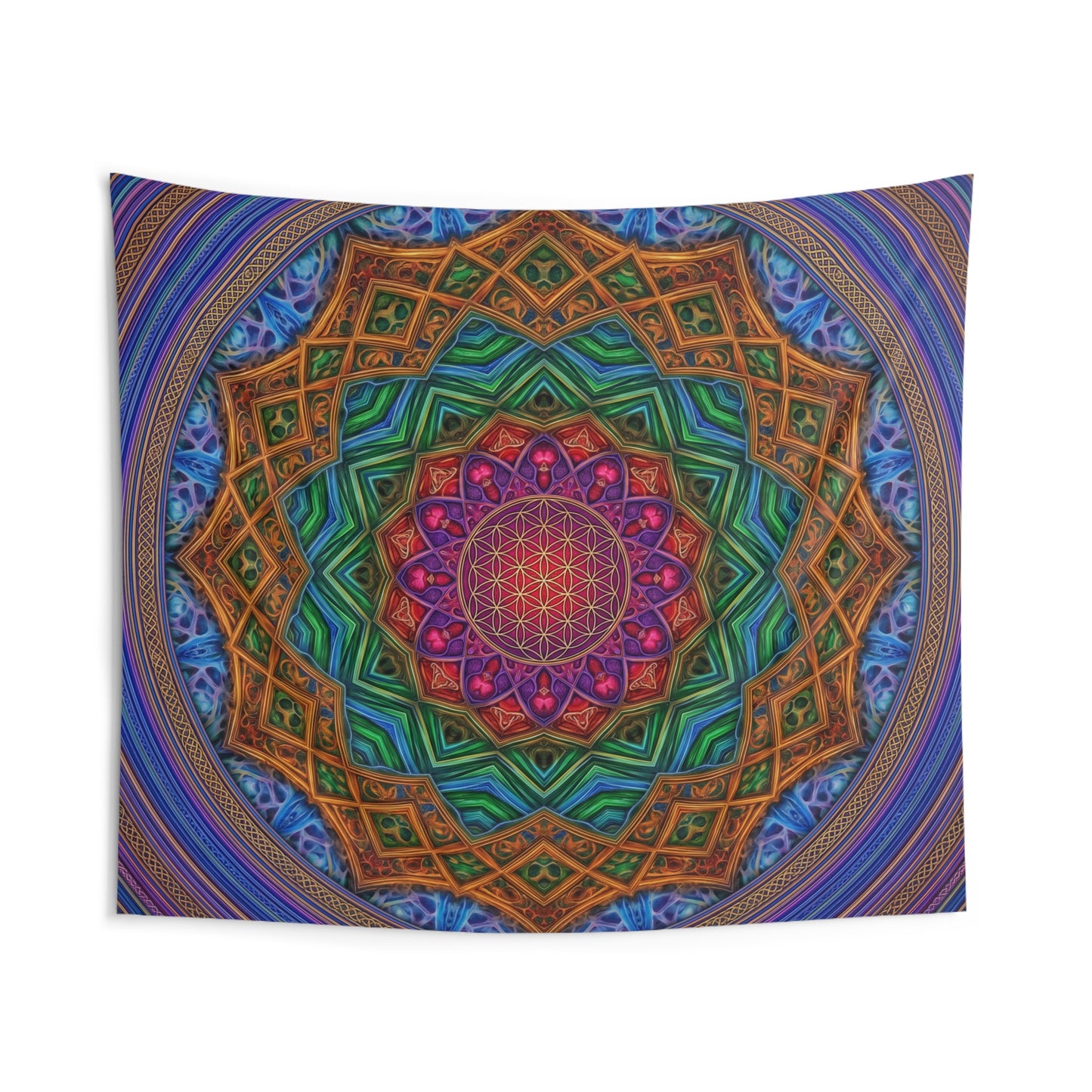 Psychedelic Multicolor Mandala Tapestry