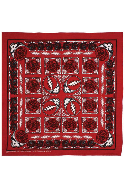 Grateful Dead Syf & Roses Bandana Red 22x22