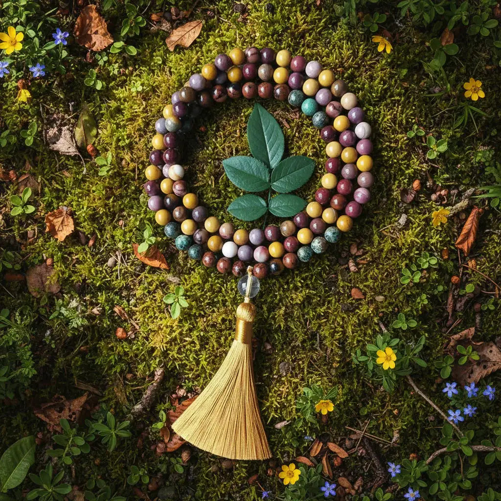 Mookaite African Turquoise Tassel Mala Necklace