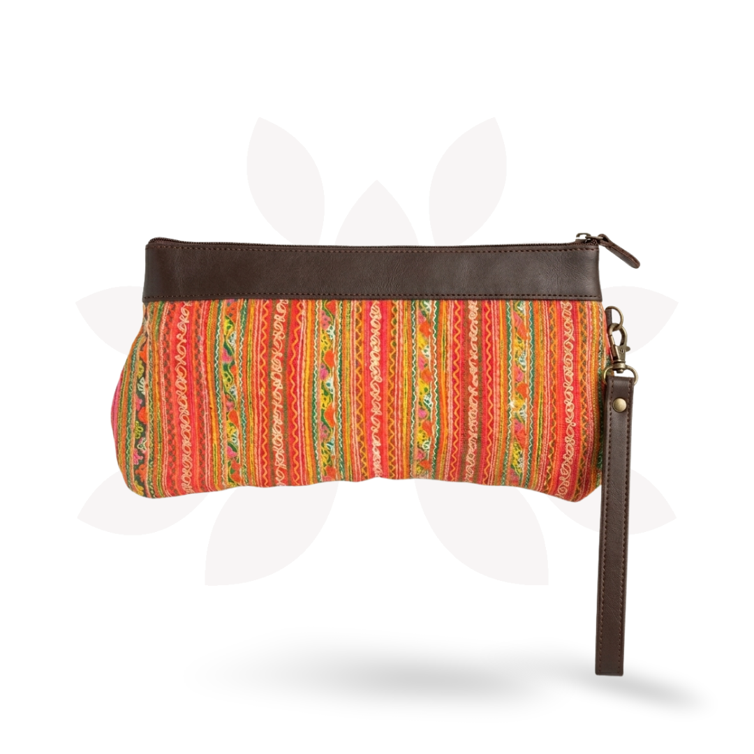 Upcycled Hmong Leather Cuff Wristlet - Thailand