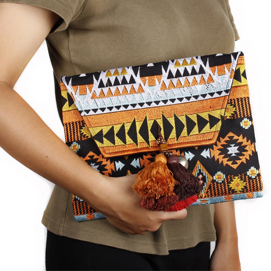 Tribal Clutch with Tassels & Bells - Thailand