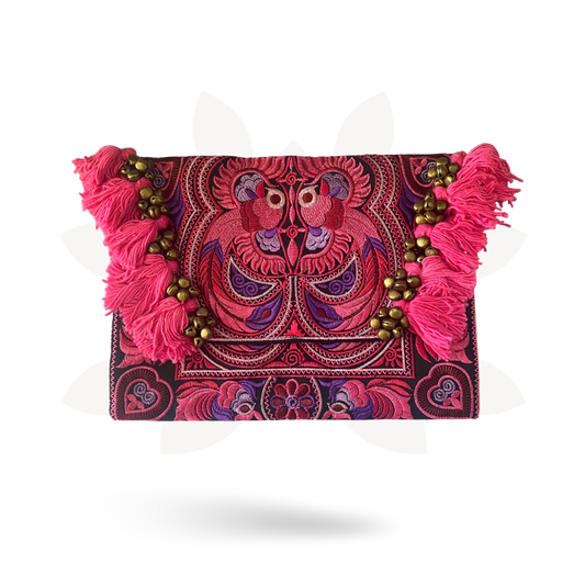 Adelita Embroidered Bird Boho Clutch iPad | Tablet Bag - Thailand