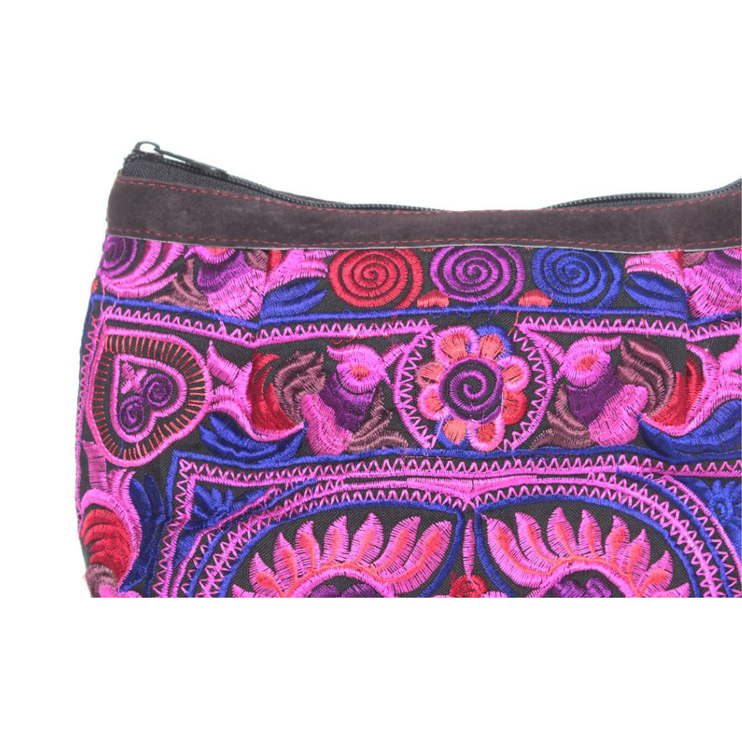 Happy Birds Pink Embroidered Cosmetic Bag - Thailand
