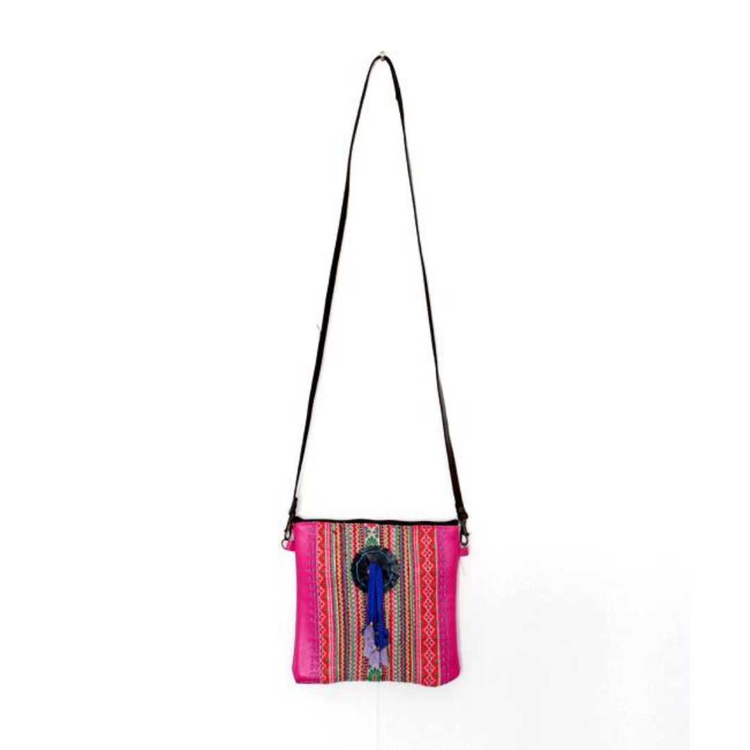 Hmong Fabric and Leather Crossbody Bag - Thailand