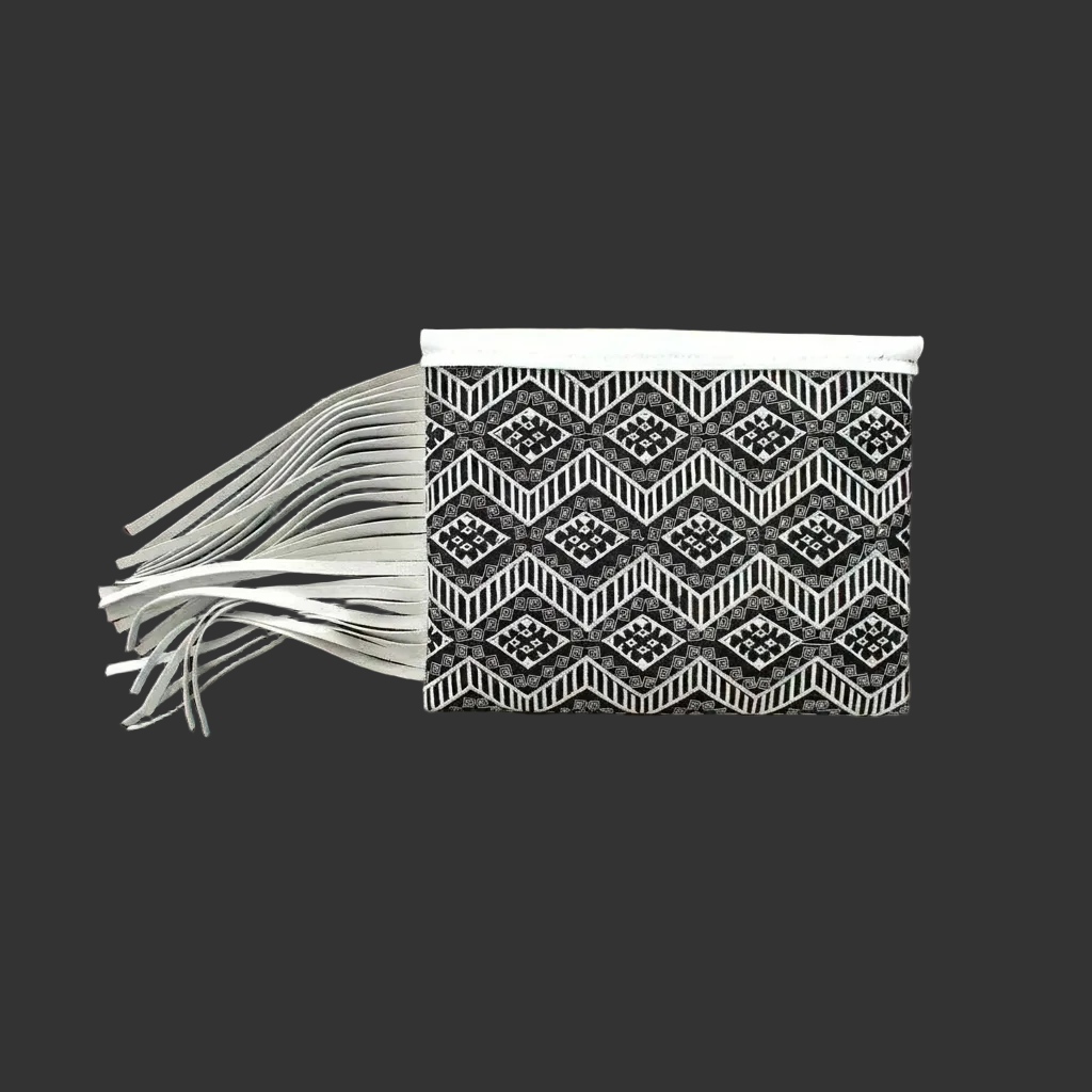 Embroidered Fringe Clutch Bag with Leather Tassel – Thailand