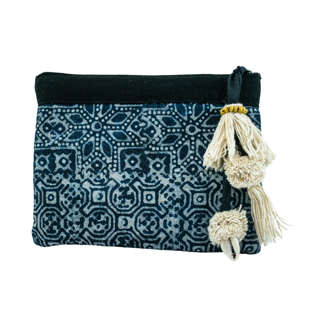 Oasis Stamped Batik Coin Pouch with Tassel - Thailand