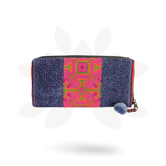 Vintage Batik Fabric Cross-Stitch Wallet - Thailand