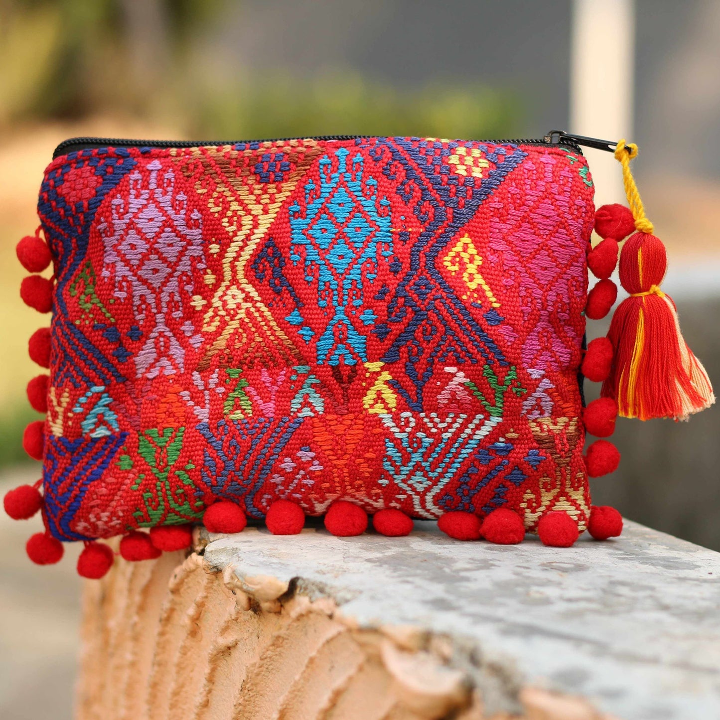 Pom Pom Maya Bag Up-cycled Huipil (One-of-a-kind) - Guatemala