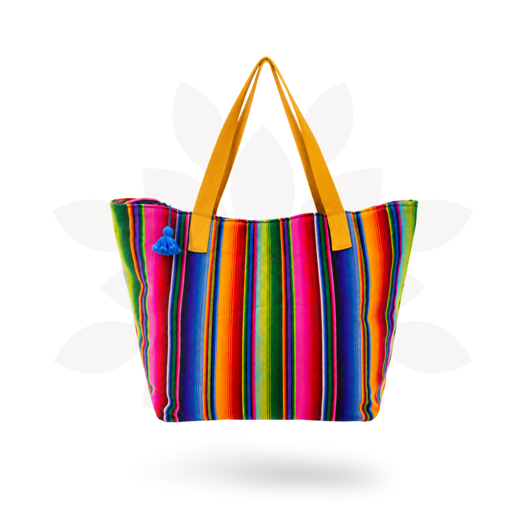 Hacienda Stripe Sustainable Computer Overnight Tote - Guatemala
